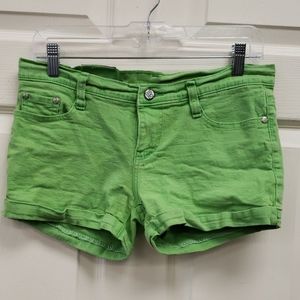 B5 Lime Green Cuffed Denim Shorts Size Lar…